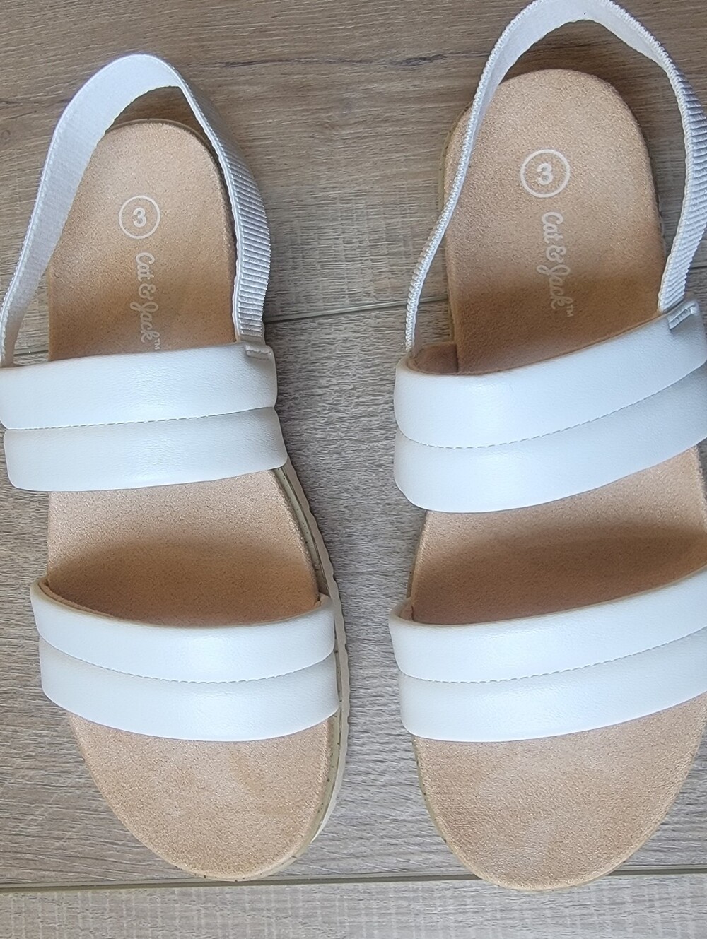Cat & Jack Kids Kailan White Faux Leather Platform Sandals Size 3 Minimalist - Picture 3 of 12